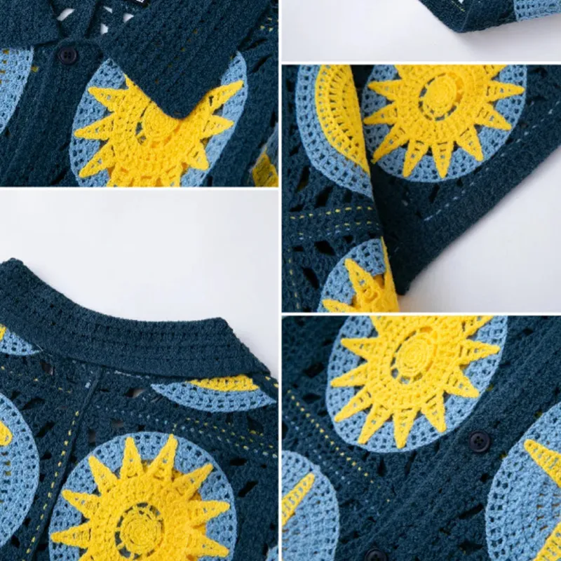 Men's Moon Knit Jacquard Short Sleeve Lapel Shirt MTA3045F5X sold by Manly product image thumbnail 4