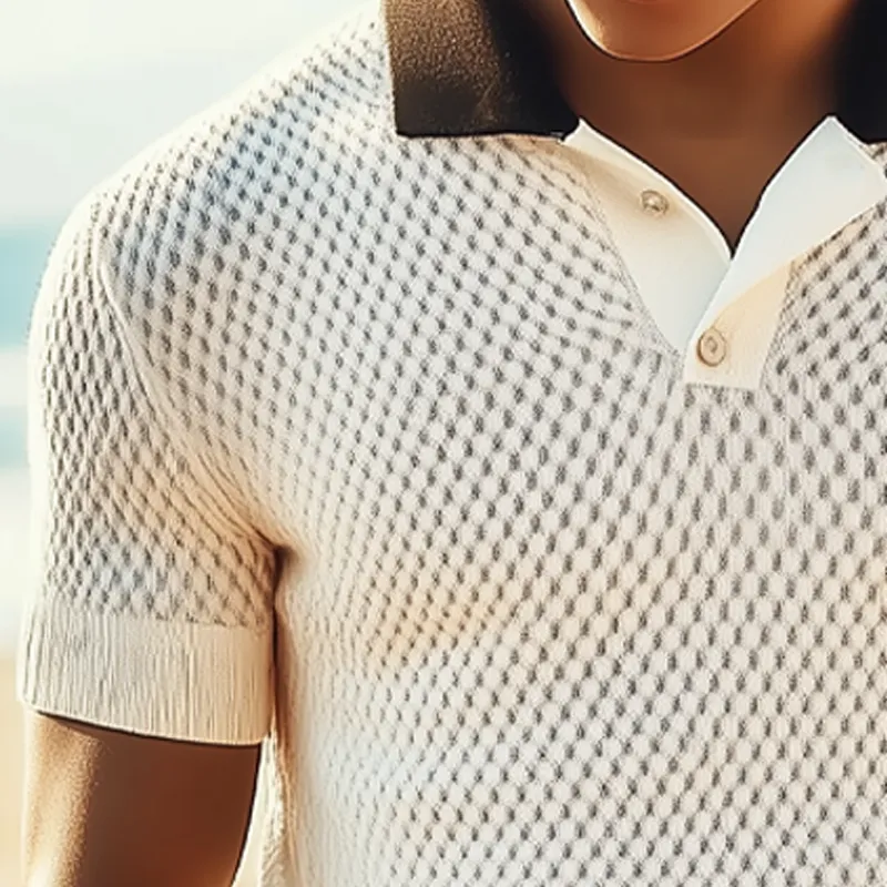 Men's Summer Classic Textured Knit Polo Neck T-Shirt MTA3082F4U sold by Manly product image thumbnail 4