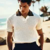 Men's Summer Classic Textured Knit Polo Neck T-Shirt MTA3082F4U sold by Manly