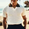 Men's Summer Classic Textured Knit Polo Neck T-Shirt MTA3082F4U sold by Manly