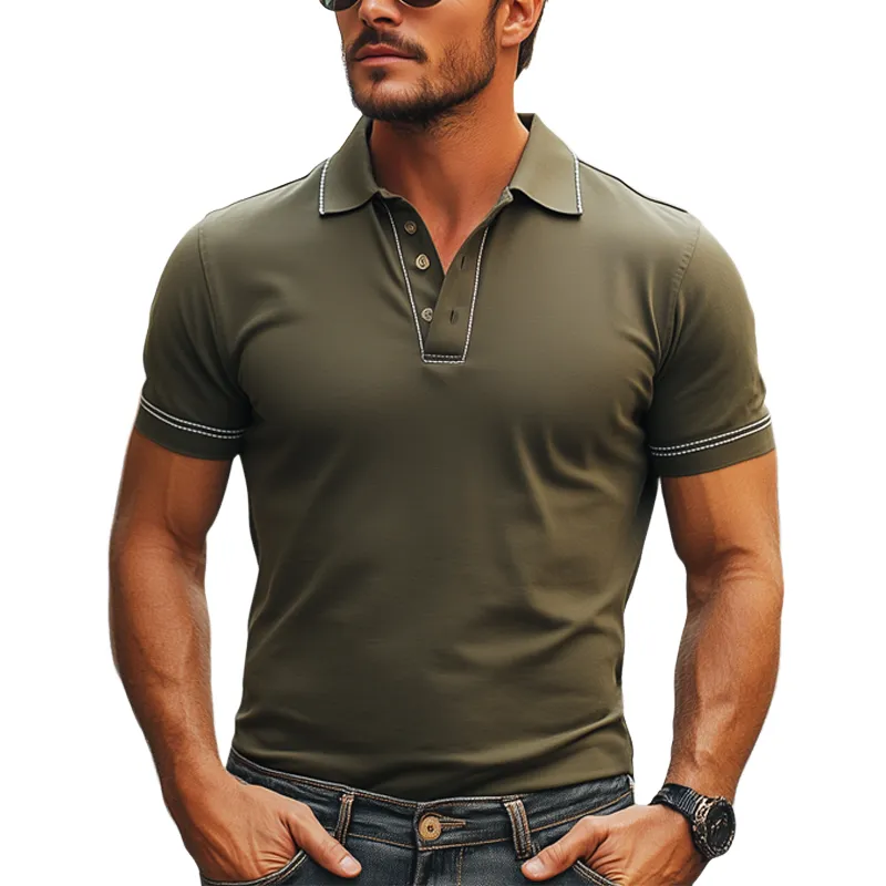 Men's Summer Business Cotton Polo Neck Short Sleeve T-Shirt MTA3069F1U sold by Manly