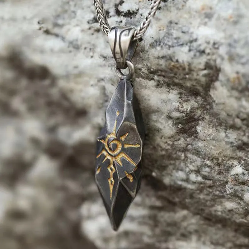 Men's Vintage Fashion S925 Silver Wishing Stone Necklace MTA3096F4M sold by Manly