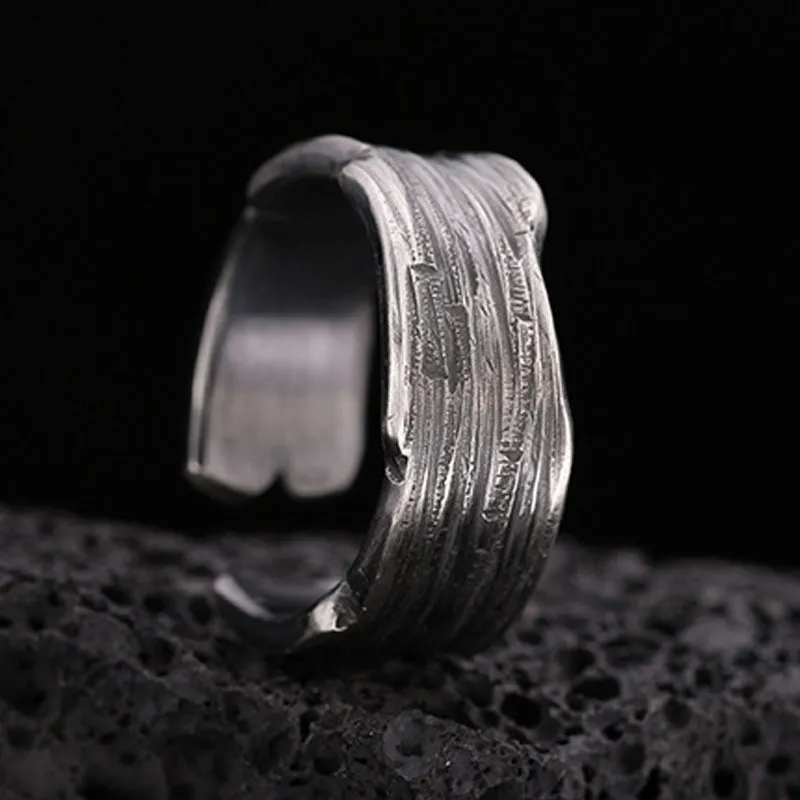 Men's Fashion Simple S925 Silver Adjustable Ring MTA3009F4M sold by Manly