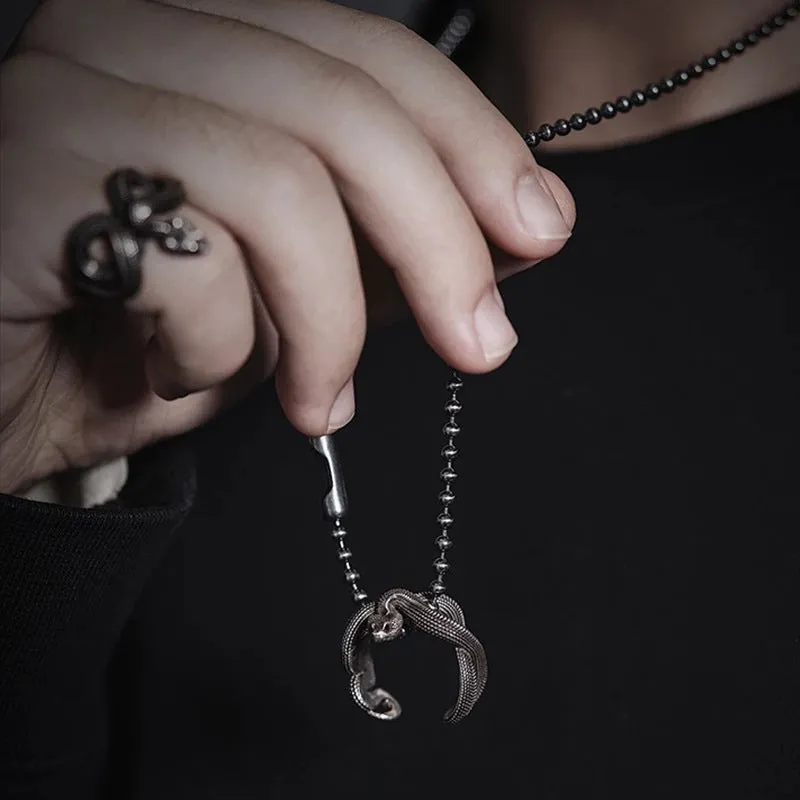 Men's Retro Punk Style Three-Dimensional Python S925 Silver Adjustable Ring MTA3029F5M sold by Manly product image thumbnail 3