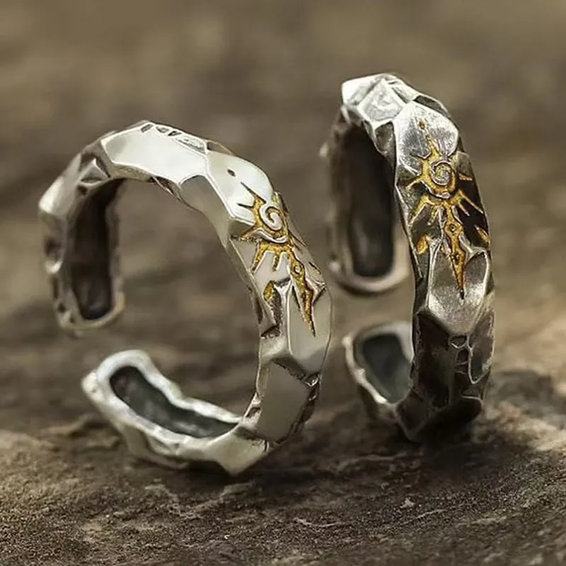 Men's Fashion Design S925 Silver Geometric Adjustable Ring MTA3076F8M sold by Manly