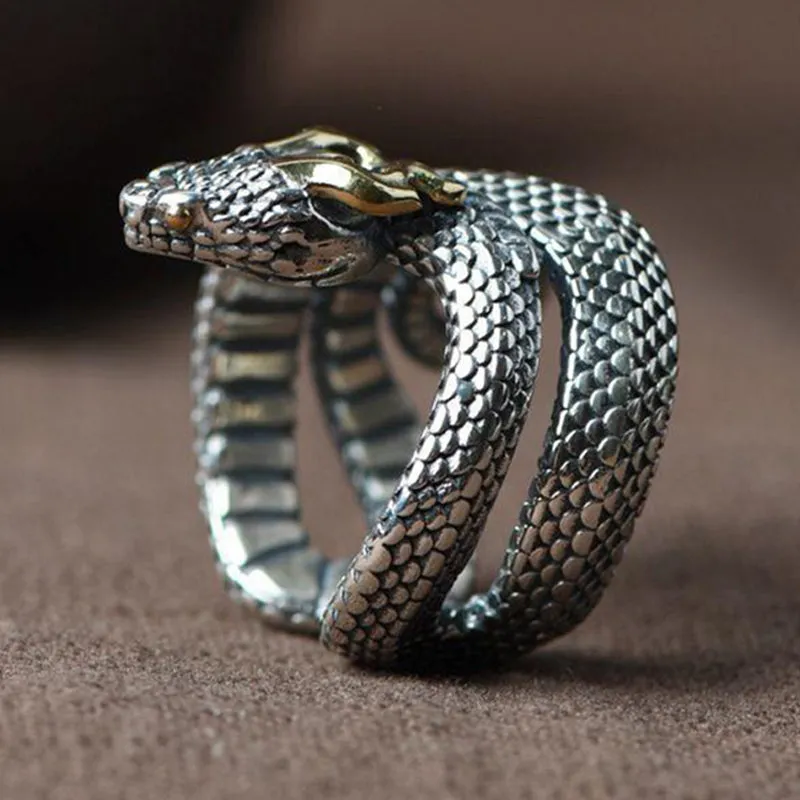 Men's Vintage S925 Silver Python Adjustable Ring MTA3007F1M sold by Manly product image thumbnail 3