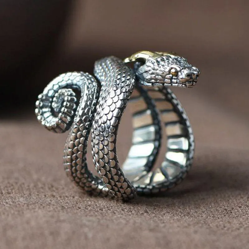 Men's Vintage S925 Silver Python Adjustable Ring MTA3007F1M sold by Manly product image thumbnail 2