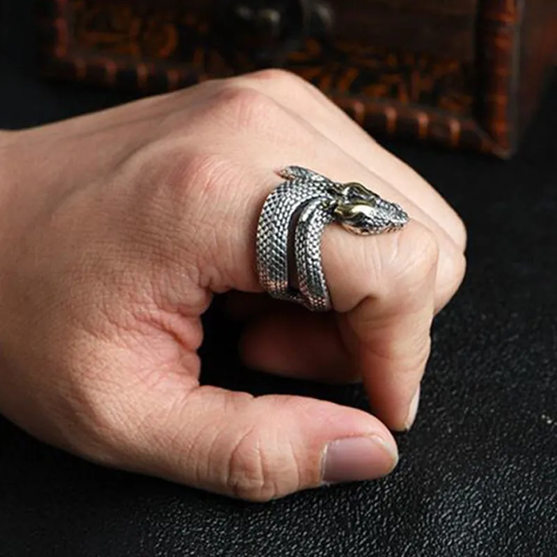 Men's Vintage S925 Silver Python Adjustable Ring MTA3007F1M sold by Manly product image thumbnail 5