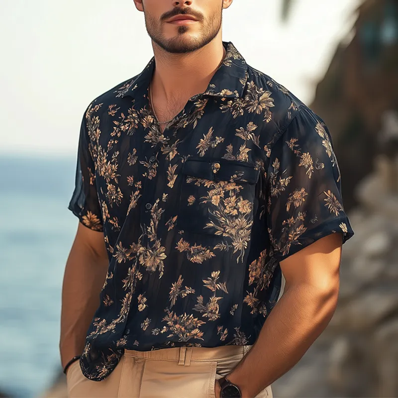 Men's Summer Soft Chiffon Printed Short Sleeve Shirt MTA0270G7U sold by Manly product image thumbnail 2