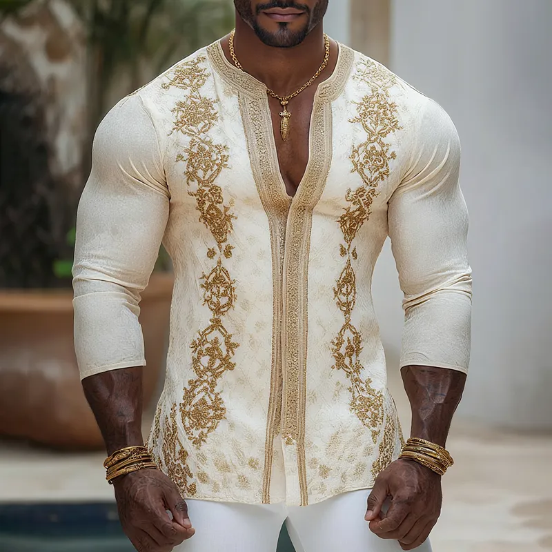 Men's Vintage Print Round Neck Long Sleeve Shirt MTA0130G0Z sold by Manly product image thumbnail 2