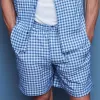 Men's Summer Fashion Plaid Cotton And Linen Casual Shorts MTA0168G5P sold by Manly