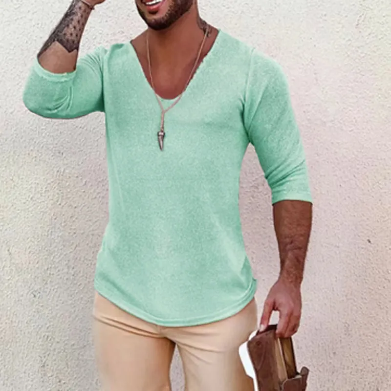 Men's Casual Long-Sleeved Thin V-Neck Knitwear 93694555M sold by Manly product image thumbnail 4