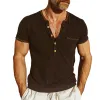 Men's Cotton Vintage Web Henley Short Sleeve T-Shirt MTA0391G2TO sold by Manly