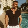 Men's Cotton Vintage Web Henley Short Sleeve T-Shirt MTA0391G2TO sold by Manly