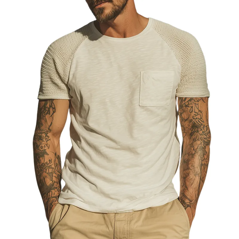 Men's Cotton Vintage Knitted Round Neck Short Sleeve T-Shirt MTA0311G3TO sold by Manly