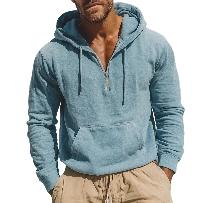 Men's Cotton Vintage Heavy Washed Zipper Hoodie MTA0391G8TO sold by Manly
