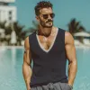 Men's Retro Colorblock Knit V-Neck Tank Top MTA0346G2TO sold by Manly