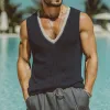Men's Retro Colorblock Knit V-Neck Tank Top MTA0346G2TO sold by Manly
