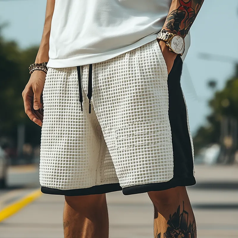 Men's Classic Casual Waffle Stitching Thin Air Layer Elastic Waist Shorts MTA0369G8K sold by Manly product image thumbnail 2