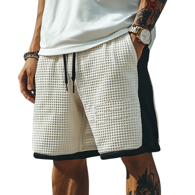 Men's Classic Casual Waffle Stitching Thin Air Layer Elastic Waist Shorts MTA0369G8K sold by Manly