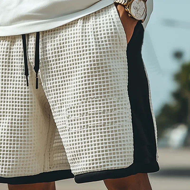 Men's Classic Casual Waffle Stitching Thin Air Layer Elastic Waist Shorts MTA0369G8K sold by Manly product image thumbnail 5