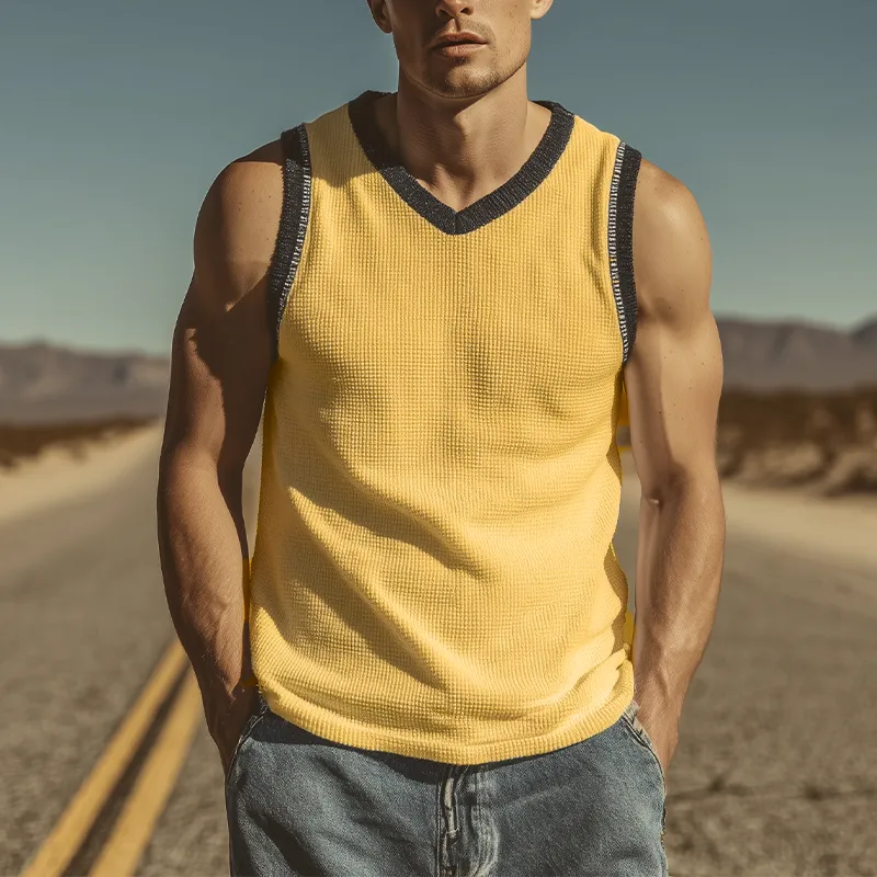 Men's Classic Casual V-Neck Waffle Slim Fit Tank Top MTA0394G5K sold by Manly product image thumbnail 2