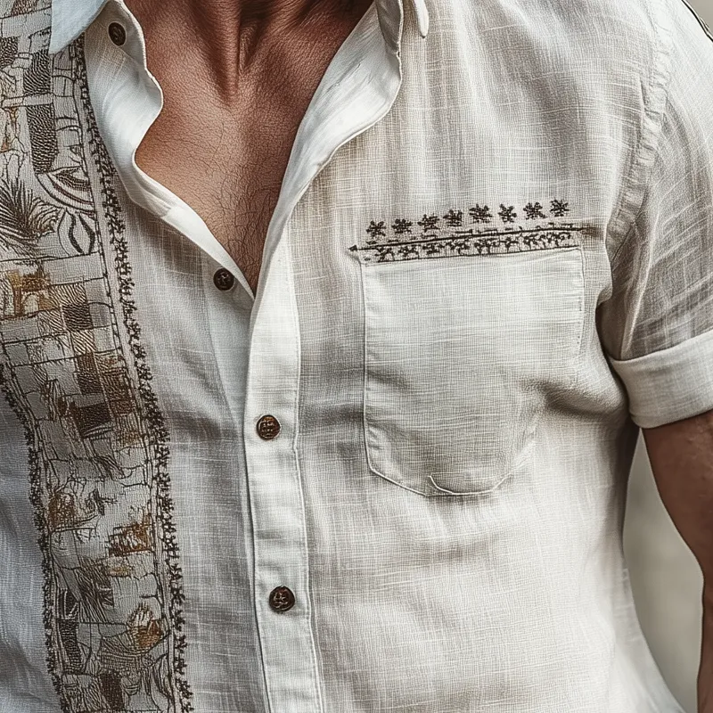 Men's Retro Geometric Short Sleeve Lapel Shirt MTA0379G8X sold by Manly product image thumbnail 3