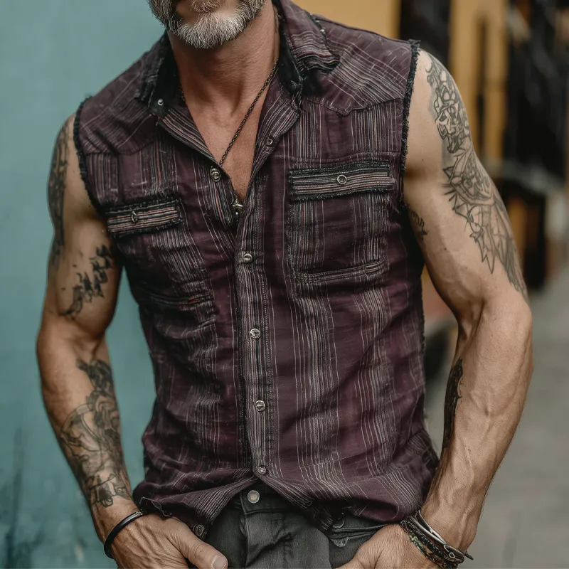 Men's Vintage Check Multi-Pocket Lapel Vest MTA0377G5X sold by Manly product image thumbnail 3