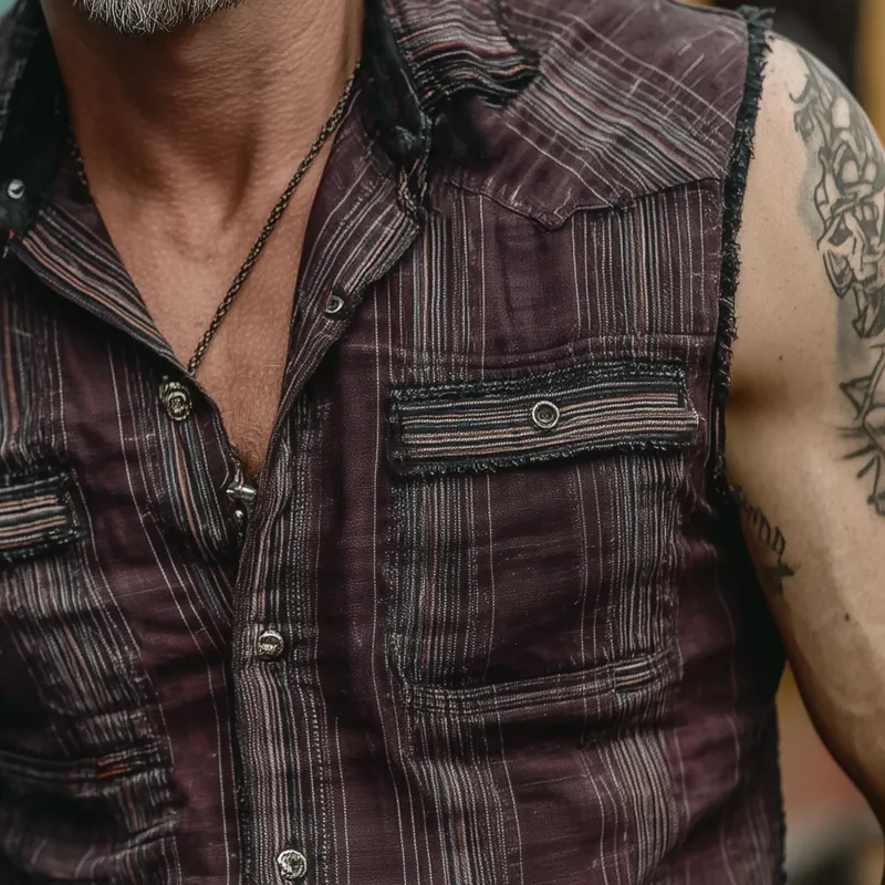 Men's Vintage Check Multi-Pocket Lapel Vest MTA0377G5X sold by Manly product image thumbnail 2