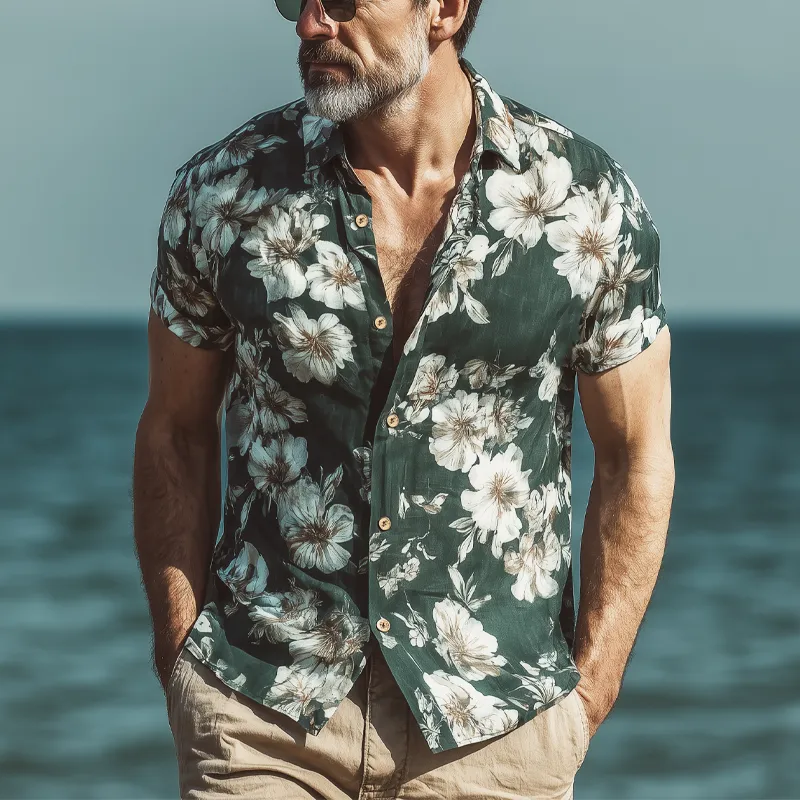 Men's Summer Lightweight Floral Print Short Sleeve Shirt MTA0340G0U sold by Manly product image thumbnail 2