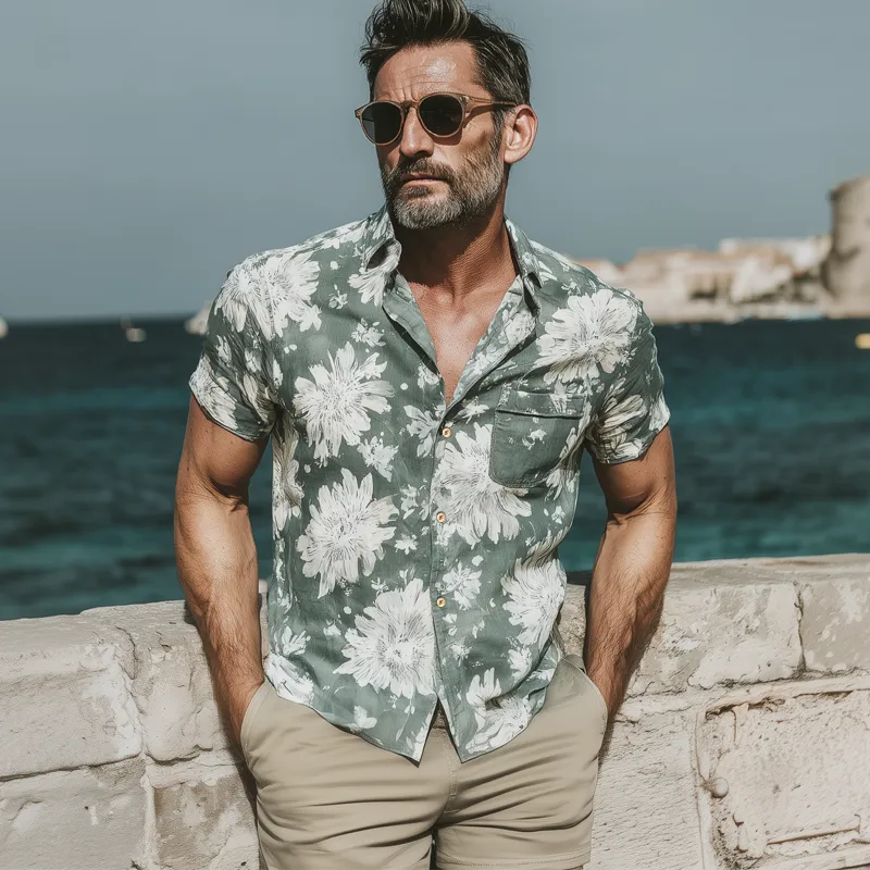 Men's Summer Classic Floral Print Short Sleeve Shirt MTA0374G2U sold by Manly product image thumbnail 3