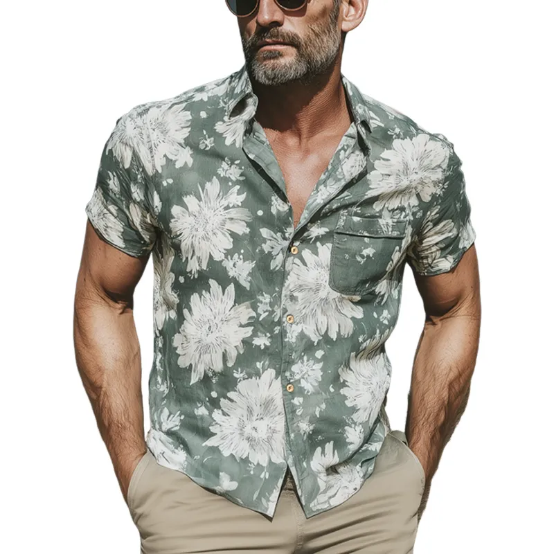 Men's Summer Classic Floral Print Short Sleeve Shirt MTA0374G2U sold by Manly