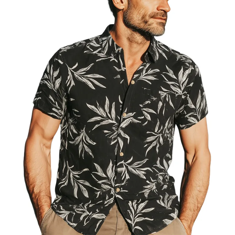 Men's Summer Classic Leaf Print Short Sleeve Shirt MTA0314G8U sold by Manly
