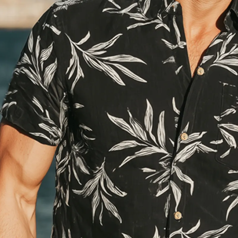 Men's Summer Classic Leaf Print Short Sleeve Shirt MTA0314G8U sold by Manly product image thumbnail 4