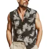 Men's Summer Classic Leaf Print Lapel Sleeveless Shirt MTA0334G2U sold by Manly