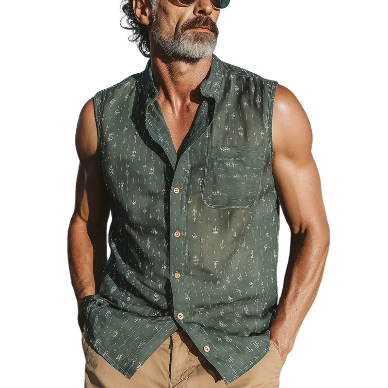 Men's Summer Classic Print Lightweight Sleeveless Shirt MTA0311G5U sold by Manly