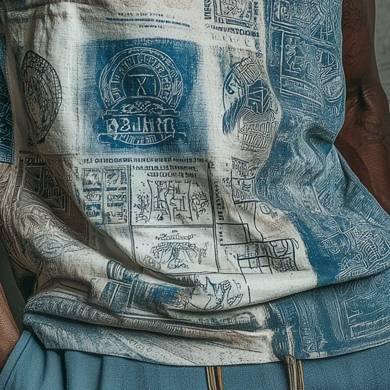 Men's Summer Fashion Stamp Printed Cotton Blended Tank Top MTA0383G8P sold by Manly product image thumbnail 4