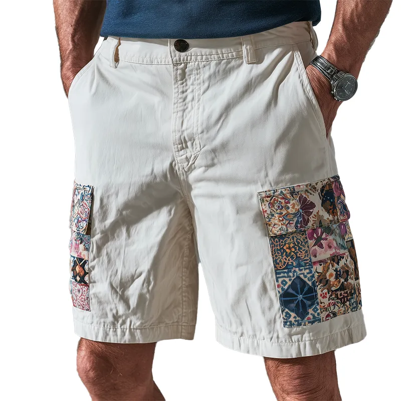 Men's Summer Fashion Printed Patch Cotton Blended Casual Shorts MTA0250G7P sold by Manly