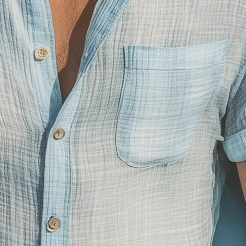 Men's Summer Fashion Slub Linen Lightweight Short Sleeve Shirt MTA0274G1P sold by Manly product image thumbnail 3