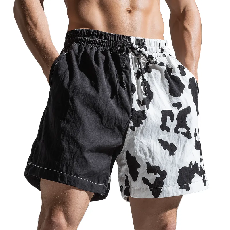 Men's Summer Fashion Milk Pattern Printed Polyester Blended Sports Shorts MTA0283G8P made by Manly