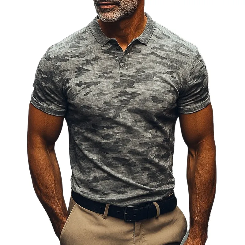 Men's Outdoor Camouflage Print Short-Sleeved Polo Shirt MTA0586G5X sold by Manly