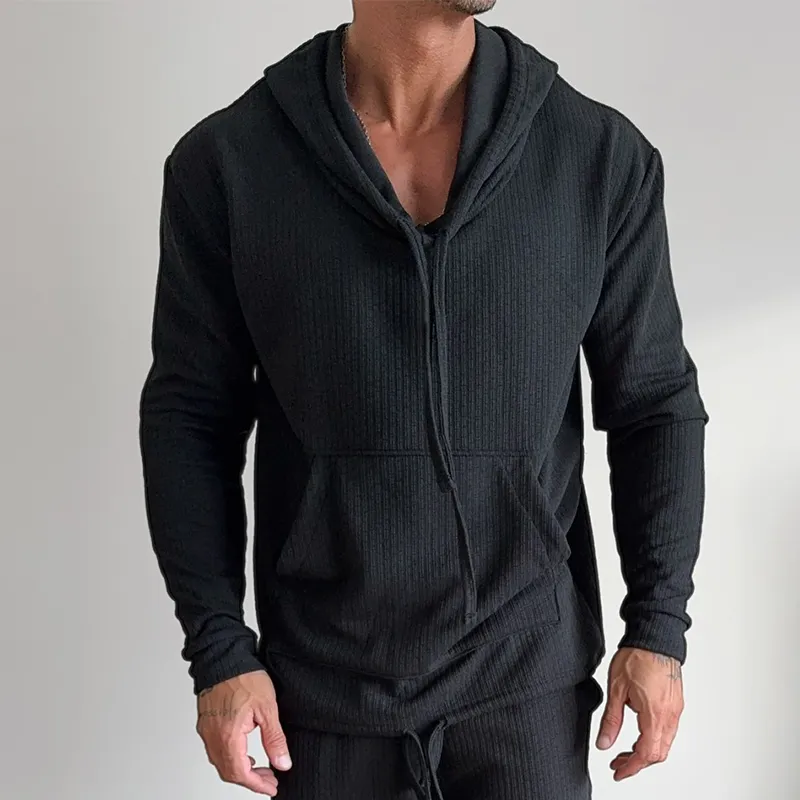 Men's Retro Casual Solid Color Drawstring Hoodie MTA0450G9TO sold by Manly product image thumbnail 3