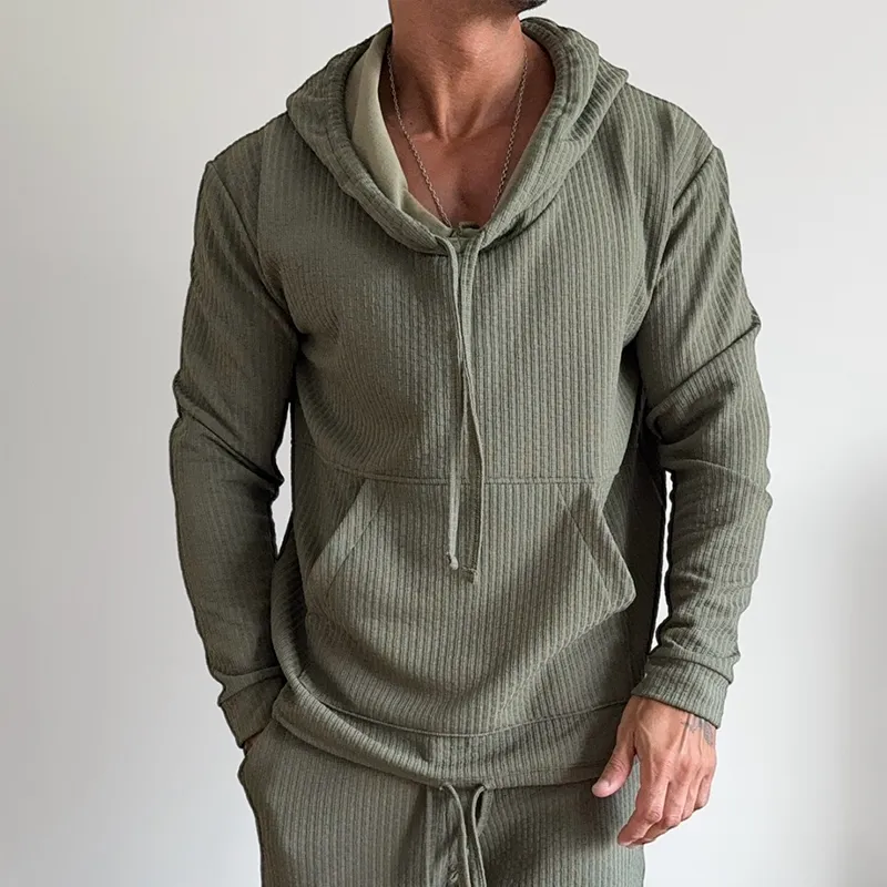 Men's Retro Casual Solid Color Drawstring Hoodie MTA0450G9TO sold by Manly product image thumbnail 2
