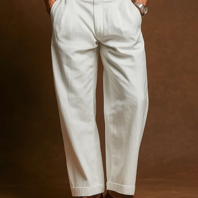 Men's Casual Solid Color Breathable Cotton Straight Suit Pants (Belt Excluded) MTA0433G0M sold by Manly product image thumbnail 3