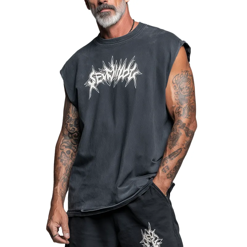 Men's Summer Fashion Printed Cotton Blended Sleeveless Tank Top MTA0581G8P sold by Manly