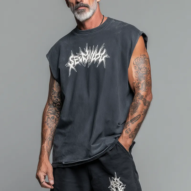 Men's Summer Fashion Printed Cotton Blended Sleeveless Tank Top MTA0581G8P sold by Manly product image thumbnail 2