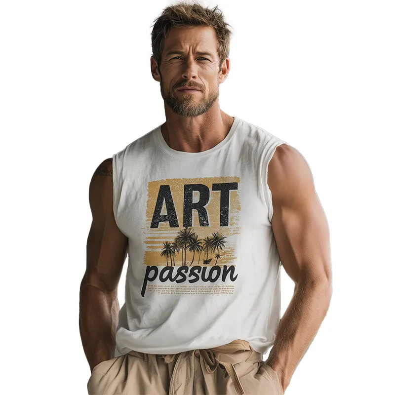 Men's Summer Fashion Printed Cotton Blended Sleeveless Tank Top MTA0519G3P sold by Manly