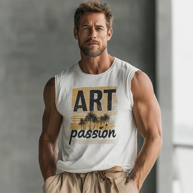 Men's Summer Fashion Printed Cotton Blended Sleeveless Tank Top MTA0519G3P sold by Manly product image thumbnail 2