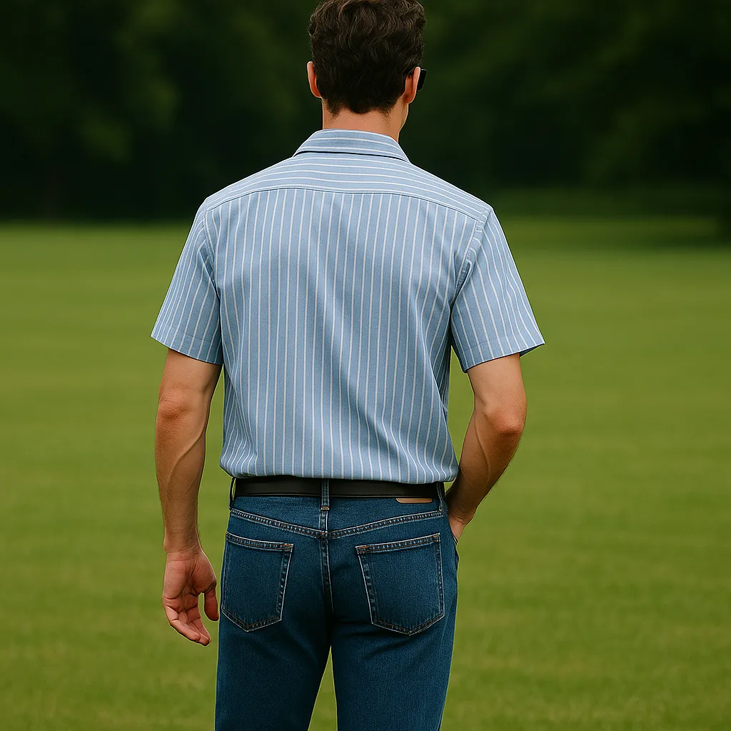 Men's Summer Fashion Striped Cotton And Linen Short Sleeve Shirt MTA0577G6P sold by Manly product image thumbnail 3