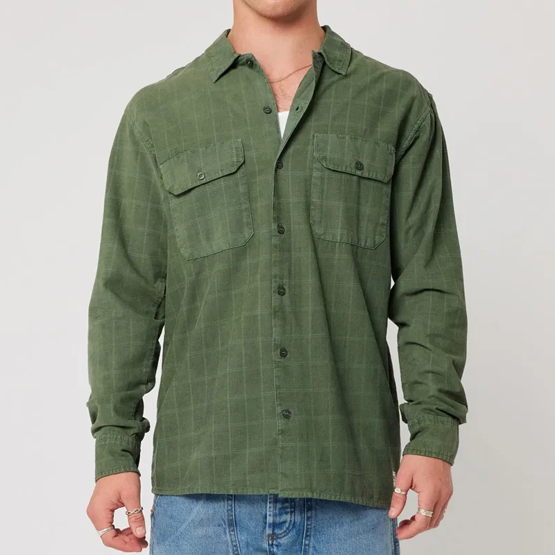 Men's Fashion Striped Cotton And Linen Long Sleeve Shirt MTA0537G5P sold by Manly product image thumbnail 2